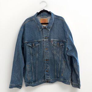 Vtg 90s Y2K Levis Blue Faded Denim Jean Trucker Jacket Mens Sz 2XL 70508-7112